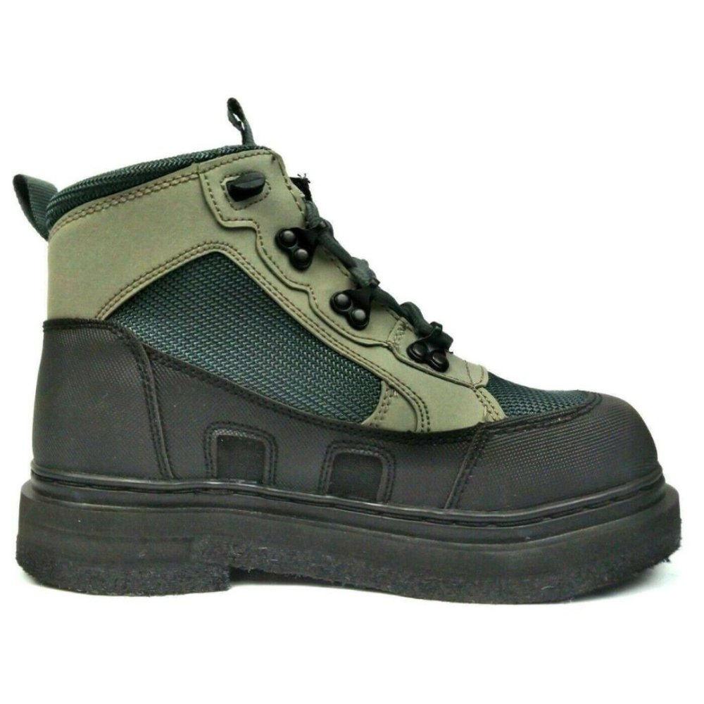 Field & Stream Men's Angler Series Felt Lace Up Sole Wading Boots Black Grey New